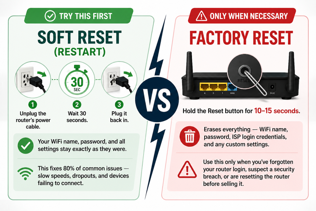 Soft reset vs factory reset