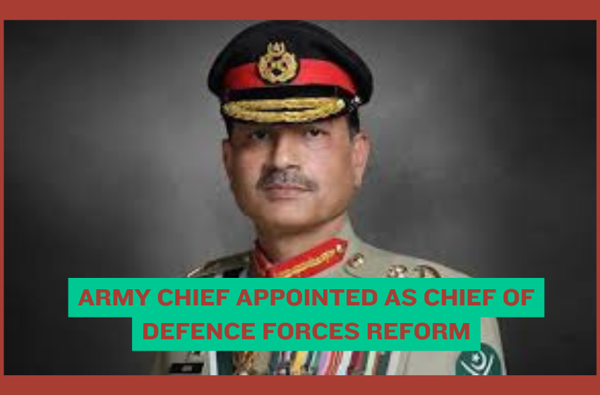 Army Chief Appointed as Chief of Defence Forces Reform