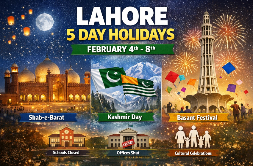 Lahore 5 Day Holidays Announced by Punjab Government