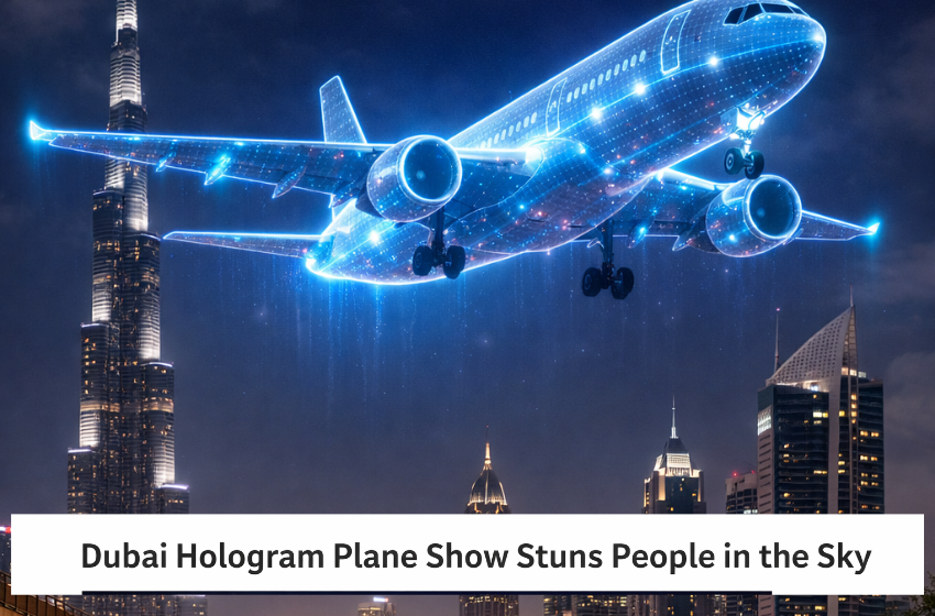 Dubai Hologram Plane Show Lights Up Sheikh Zayed Road