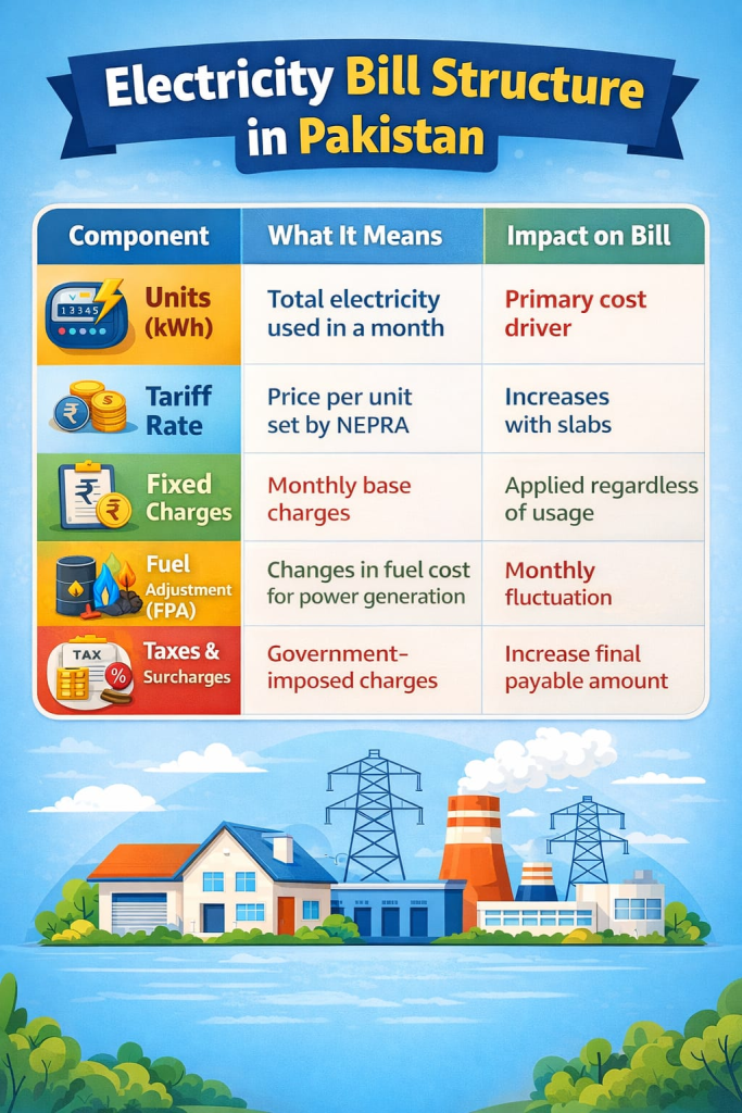 Electricity bill structure in Pakistan