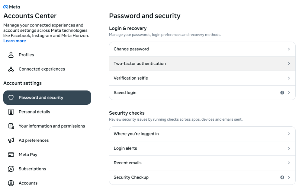 Instagram’s web Accounts Center
